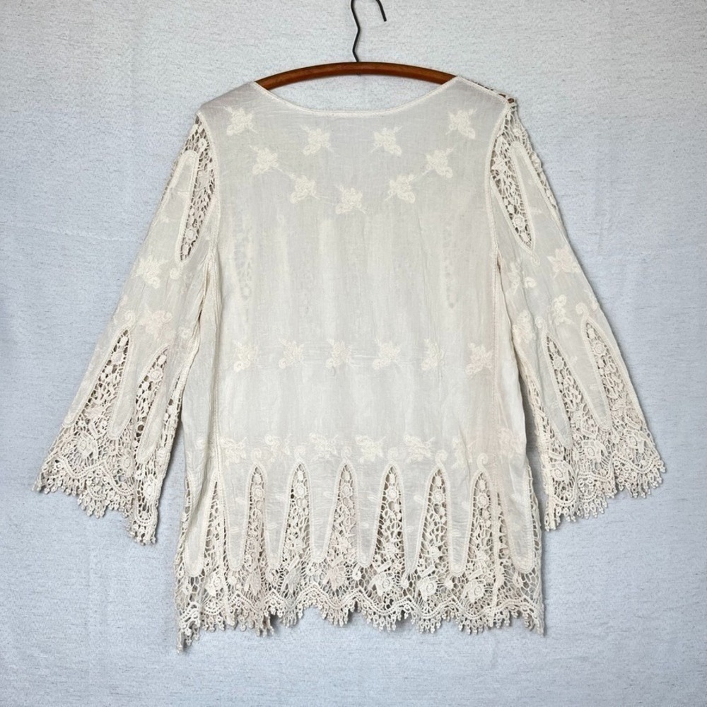 Forgotten Grace M‎ Scalloped Long Sleeve Boho Blouse Fairy Hippy Festival Sheer - Picture 3 of 5
